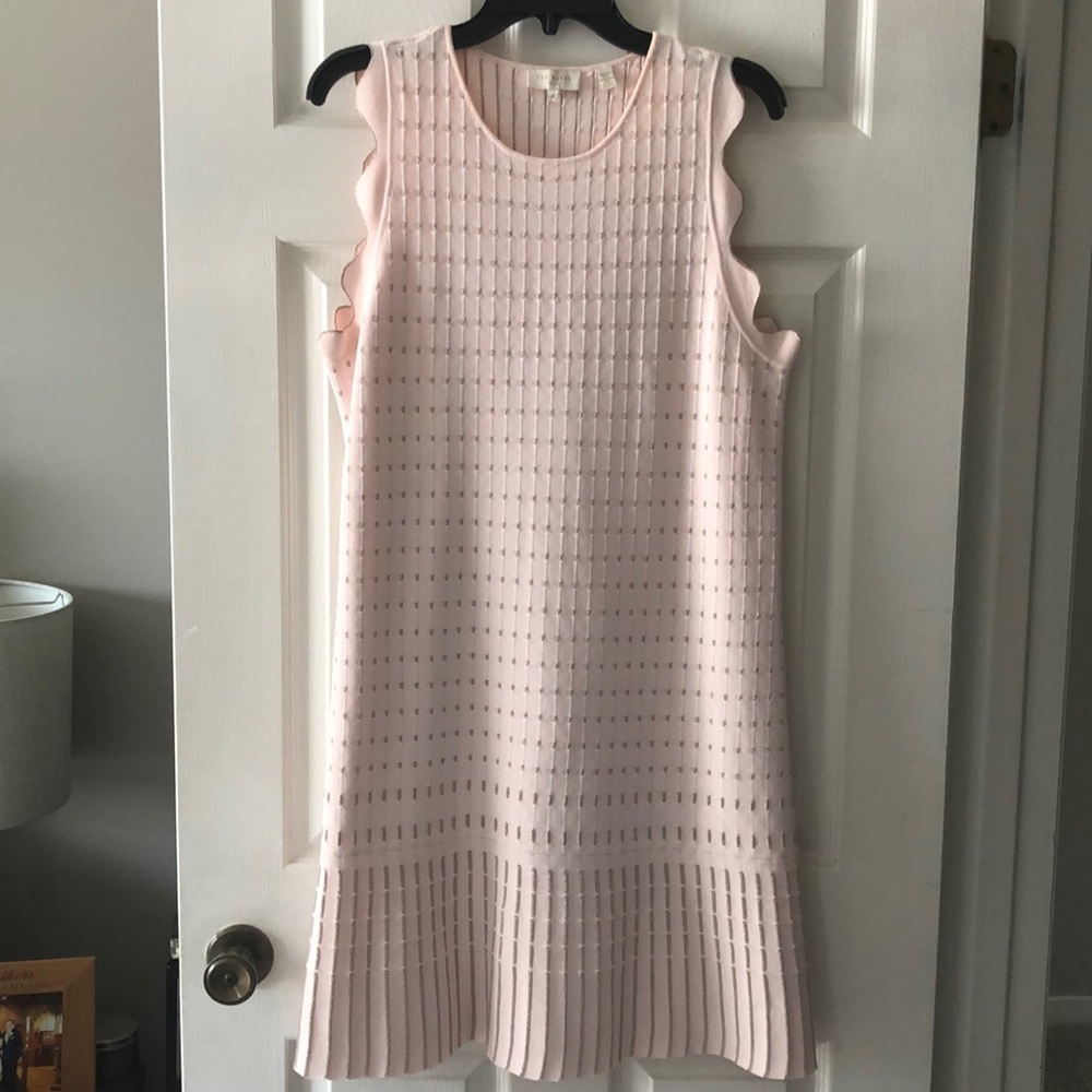 Ted Baker Pink Jacquard Metallic Knit Dress